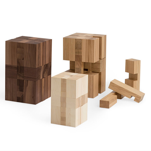blockbau design houten puzzel kruk en bijzettafel